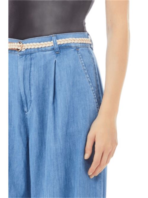 pantaloni donna gamba flare cintura cotone azzurro LIU JO | UA5151-D320278832